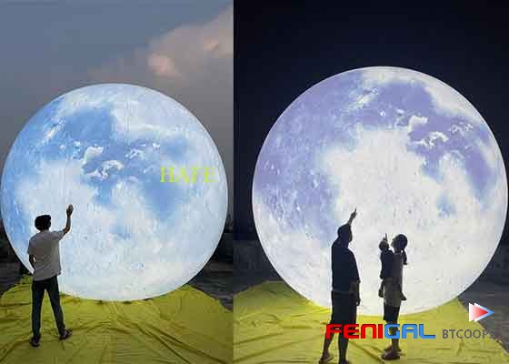 Stunning 1.5m/2m/3m Inflatable Blue Moon Planet With Light: Ideal for Planetariums, Museums, and Parties